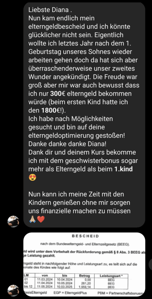 Erfolg mit Elterngeld Bescheid
