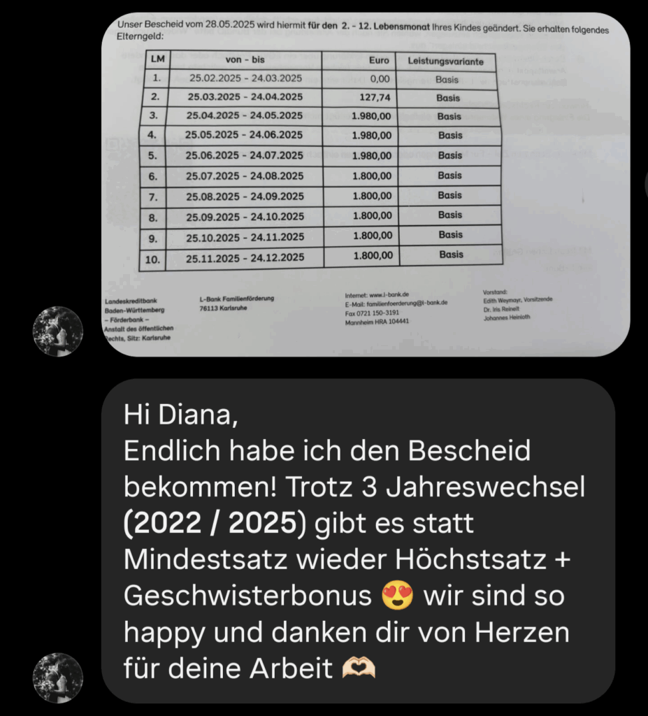 Erfolg Elterngeld 2. Kind Elterngeldformel